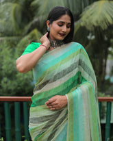Classic Original Moss Chiffon Green Color Silk Sarees
